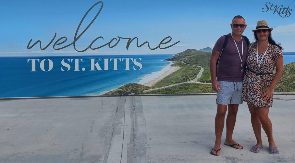 Welcome to St. Kitts sign at cruise terminal