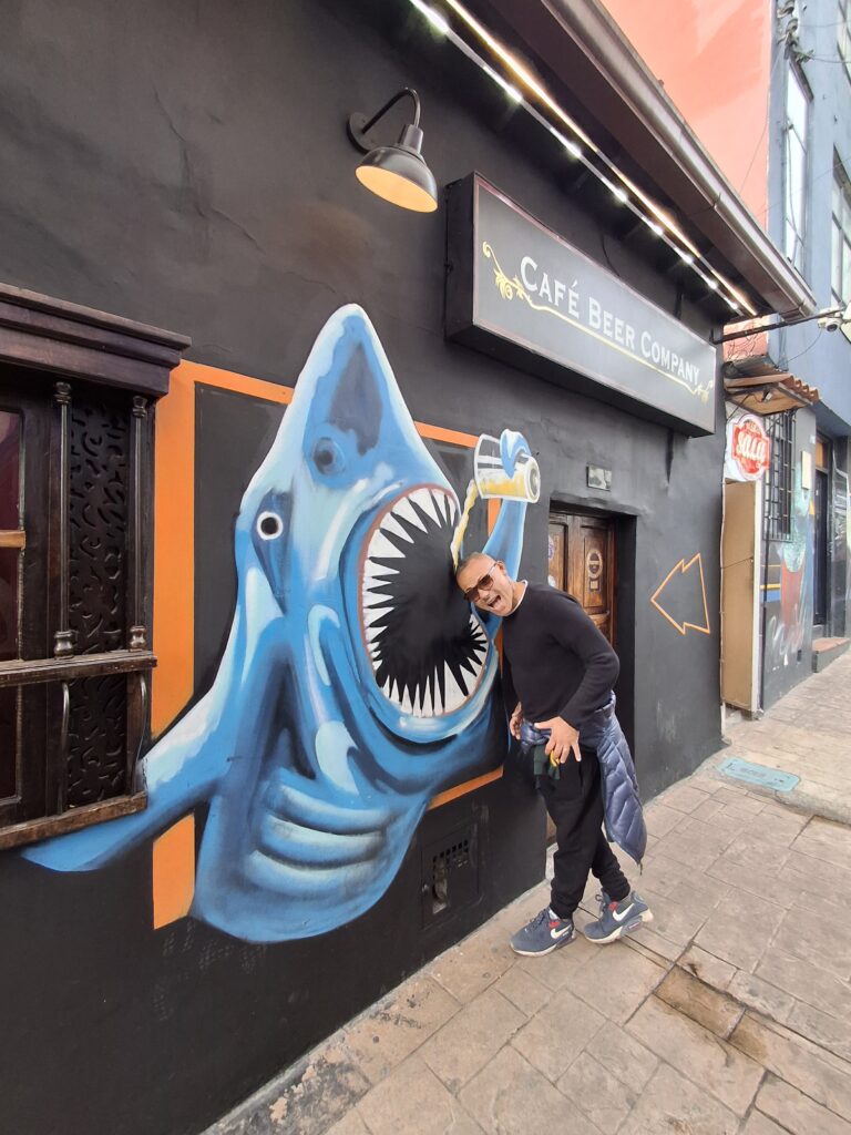 Street Art con squalo nella Candelaria a Bogotà