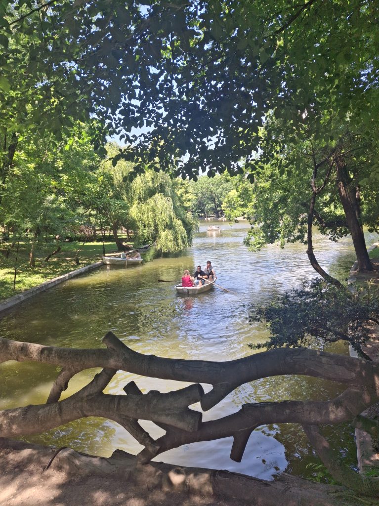 Giardino Cismigiu a Bucharest, barca a remi nel laghetto